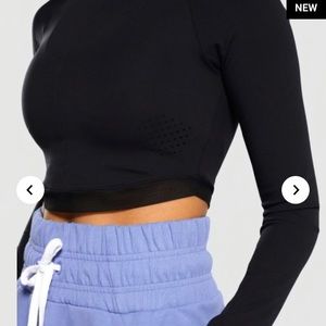 GYMSHARK WHITNEY SIMMONS BLACK CROP TOP XSMALL